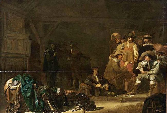Simon Kick Soldiers in a Barn oil painting image